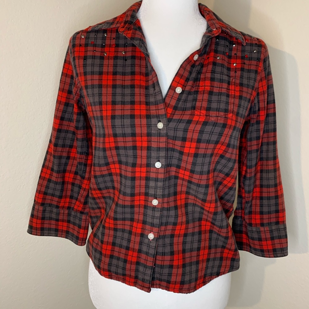 Victoria Secret Pink bling flannel black and red country
